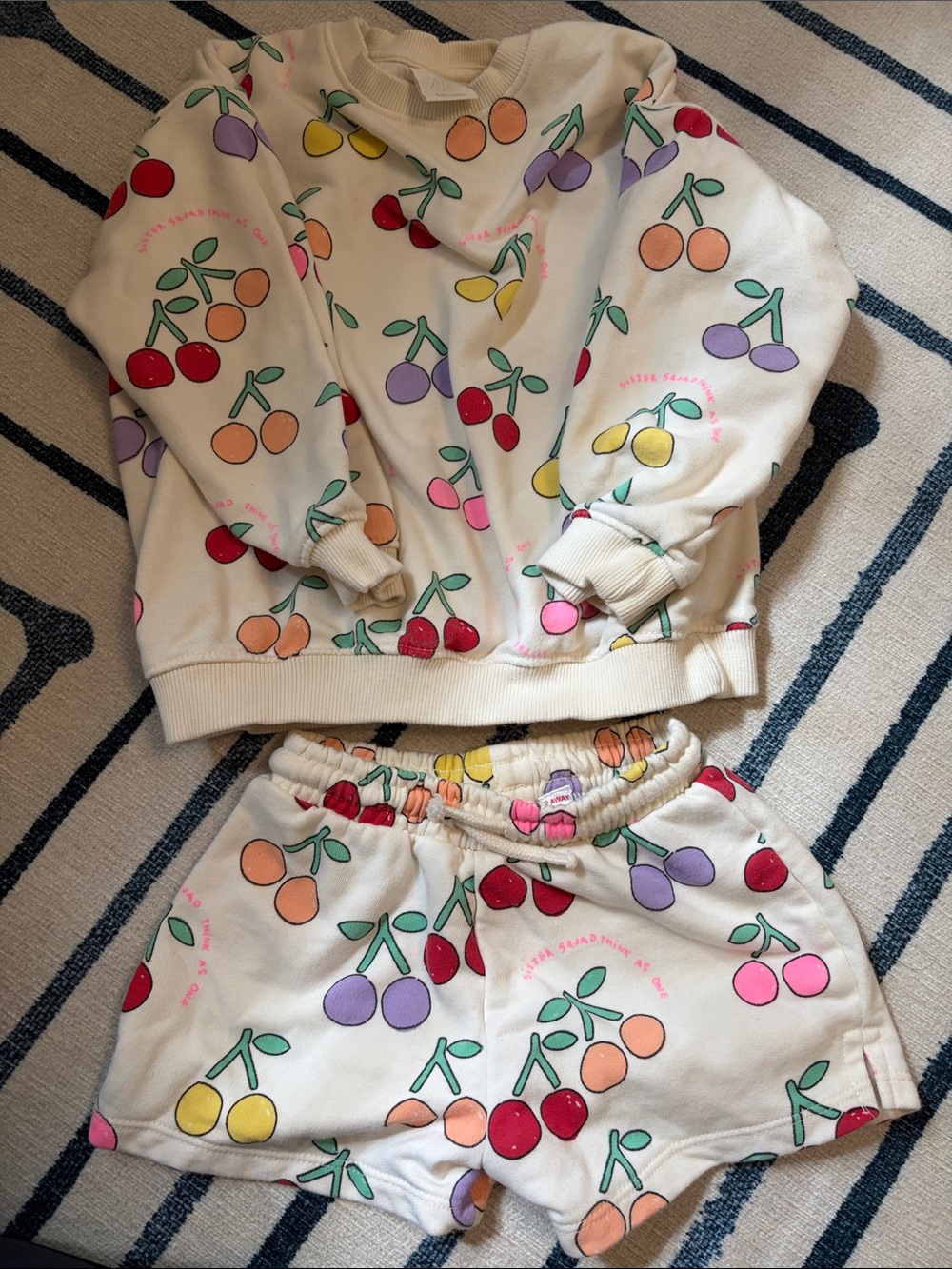 Zara Toddler Girls Cream Cherry-Print Matching Set 5T